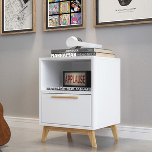 Modern White and Natural Flair Night Stand