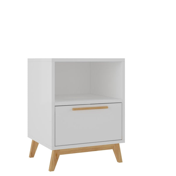 Modern White and Natural Flair Night Stand