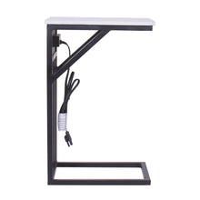 Modern White Marble Top End or Side Table with USB