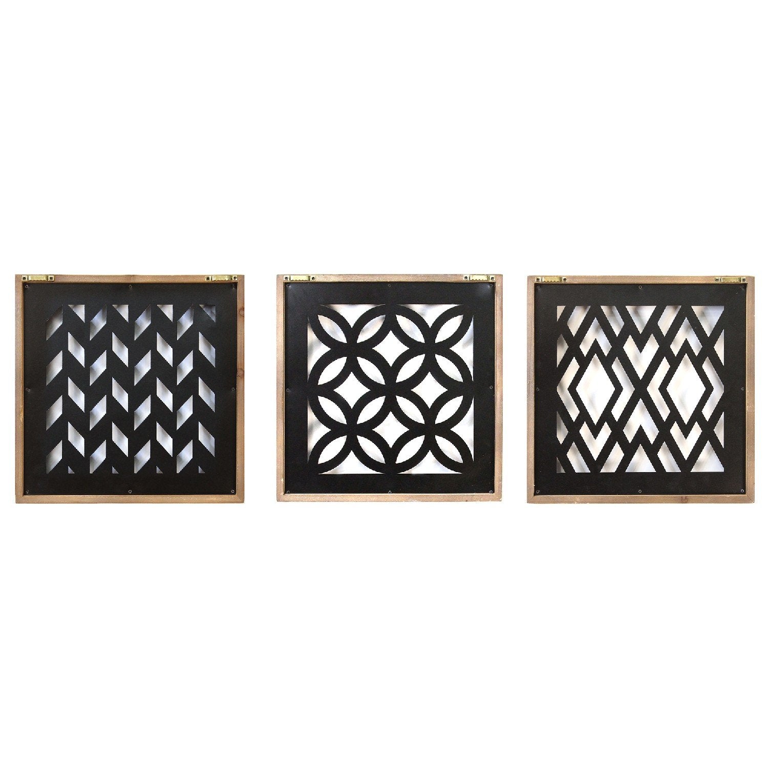 Modern Wood Black Metal Wall Decor