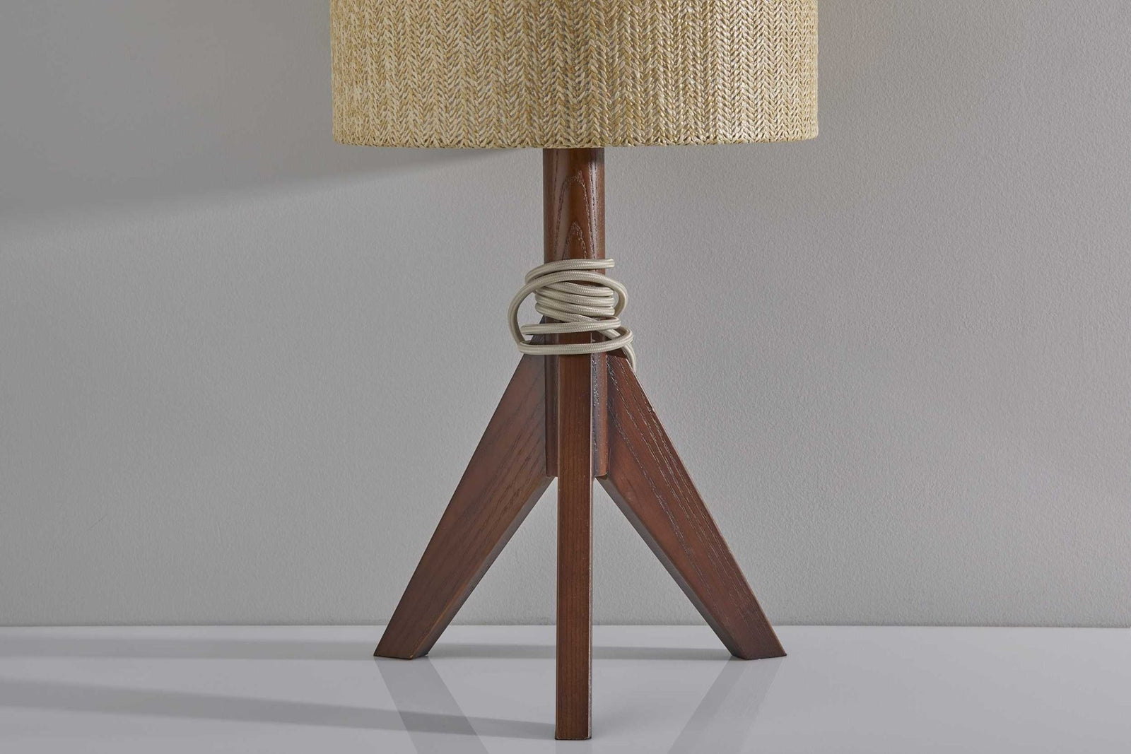 Natural Chunky Tripod Walnut Wood Light Table Lamp