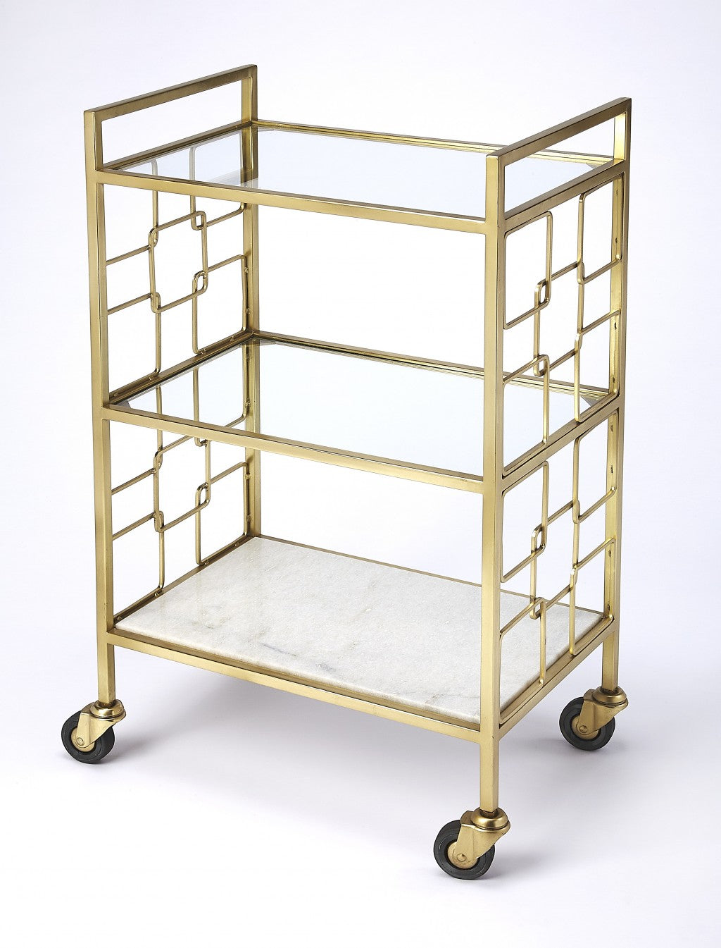 Polished Gold Bar Serving Cart
