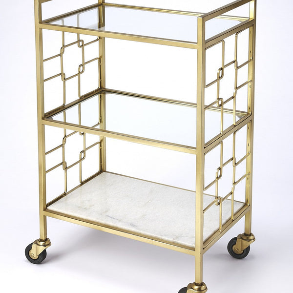 Polished Gold Bar Serving Cart