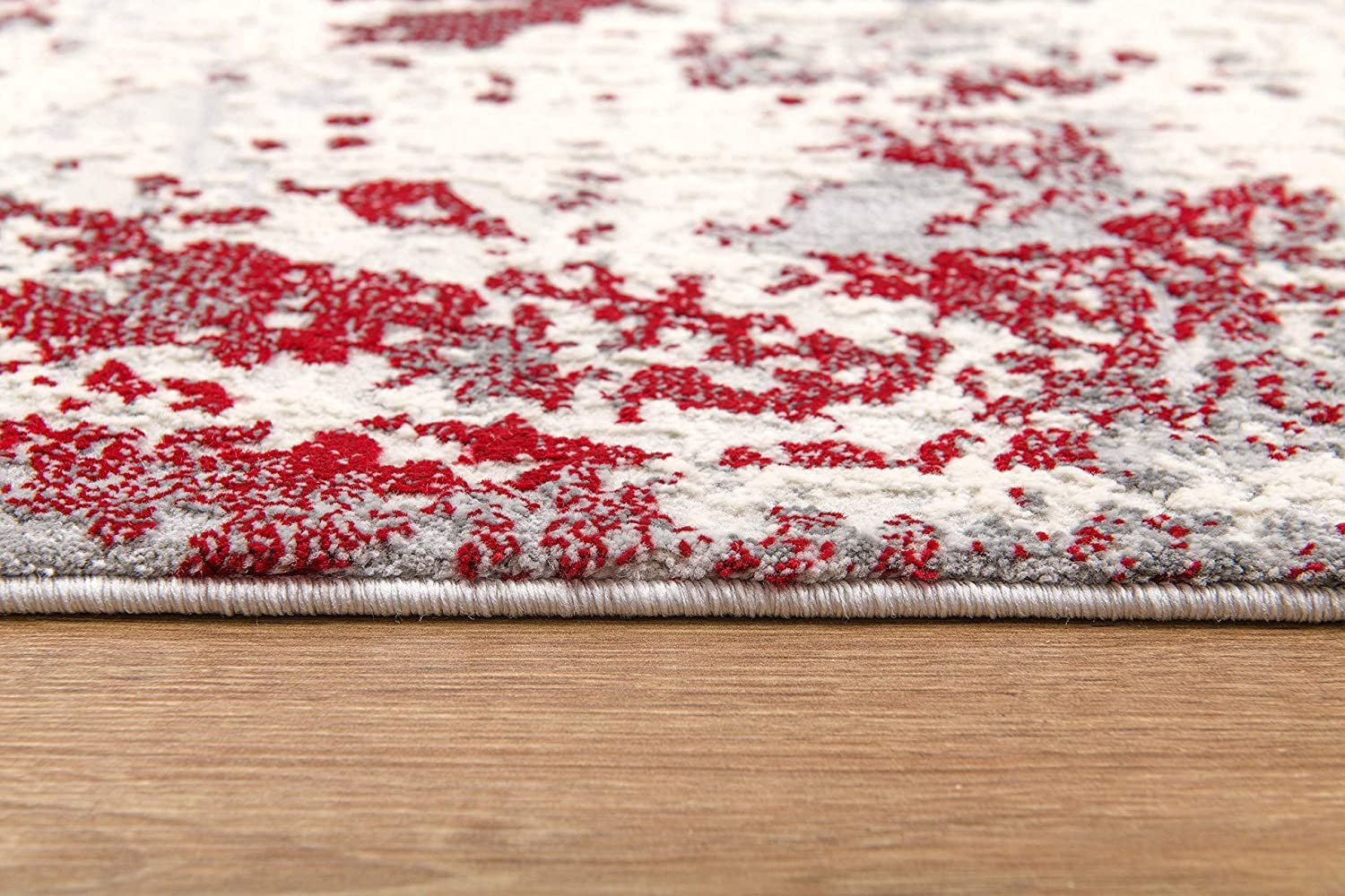 Red & Gray Modern Abstract Floor Mat Decorative Area Rug, 5 x 8 Feet