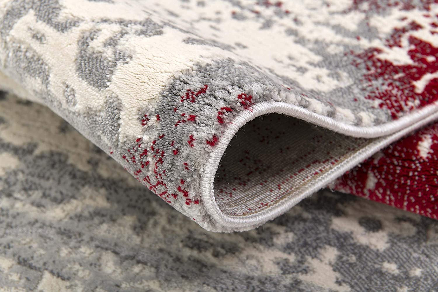 Red & Gray Modern Abstract Floor Mat Decorative Area Rug, 5 x 8 Feet