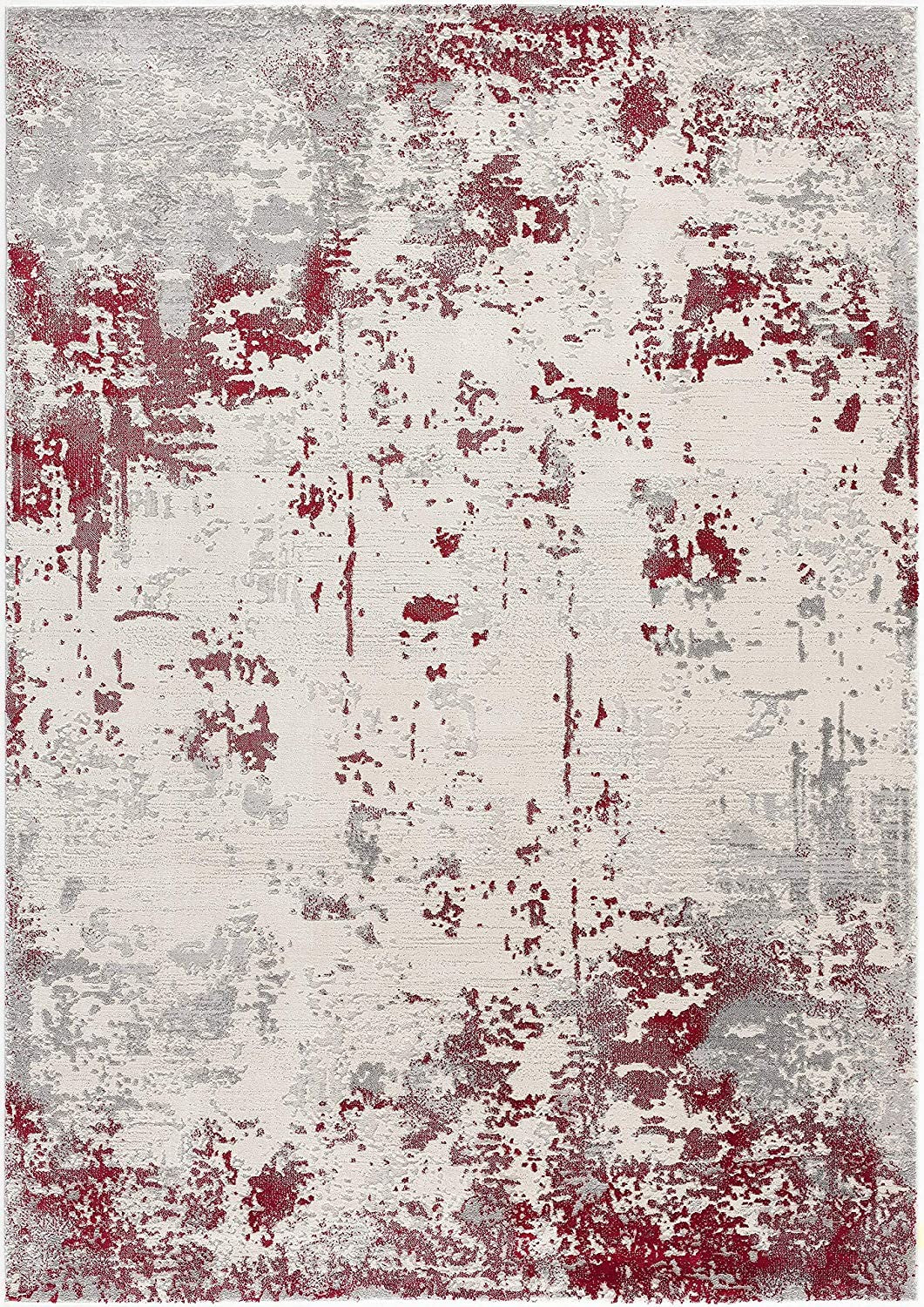 Red & Gray Modern Abstract Floor Mat Decorative Area Rug, 5 x 8 Feet