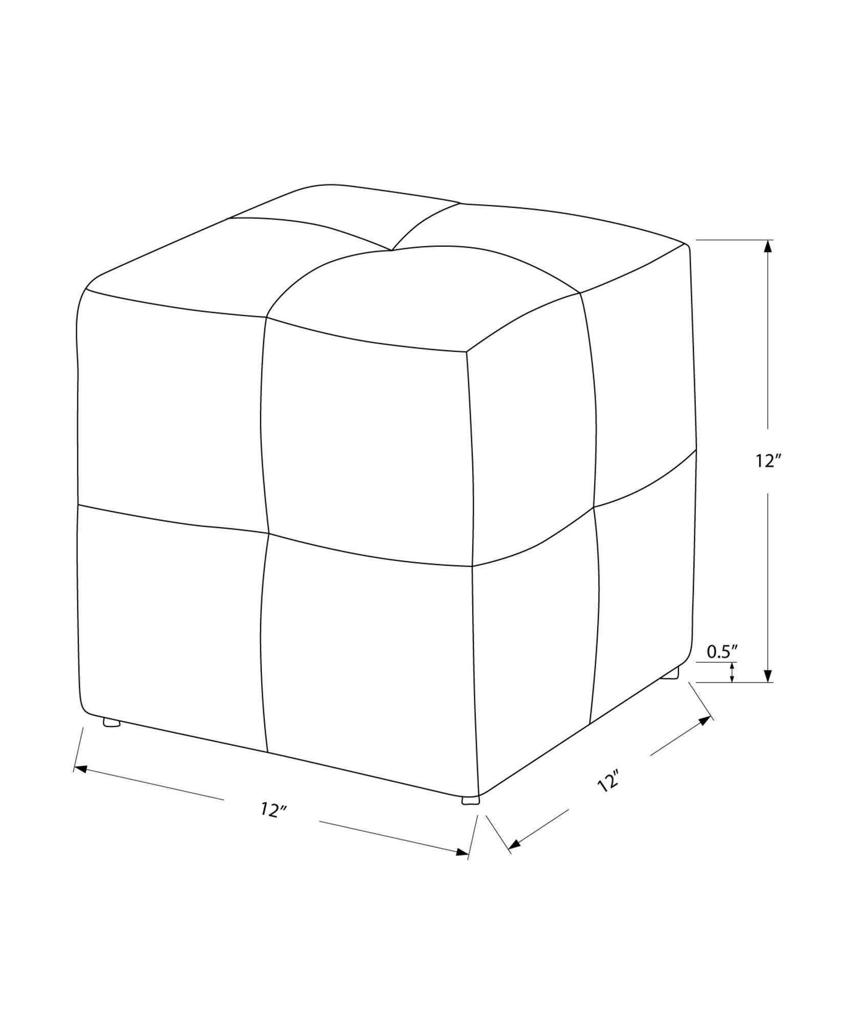 Red Leather Look 2pcs Set Square Ottoman, 24 Inch