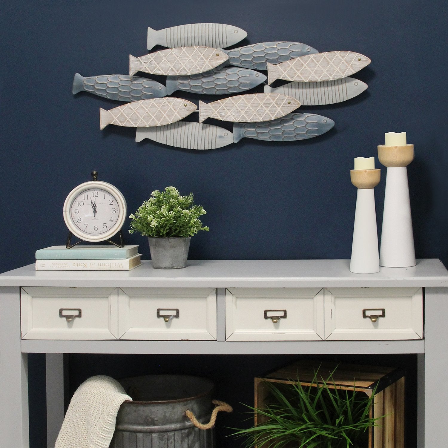 School of Fish Wood Metal Wall Decor