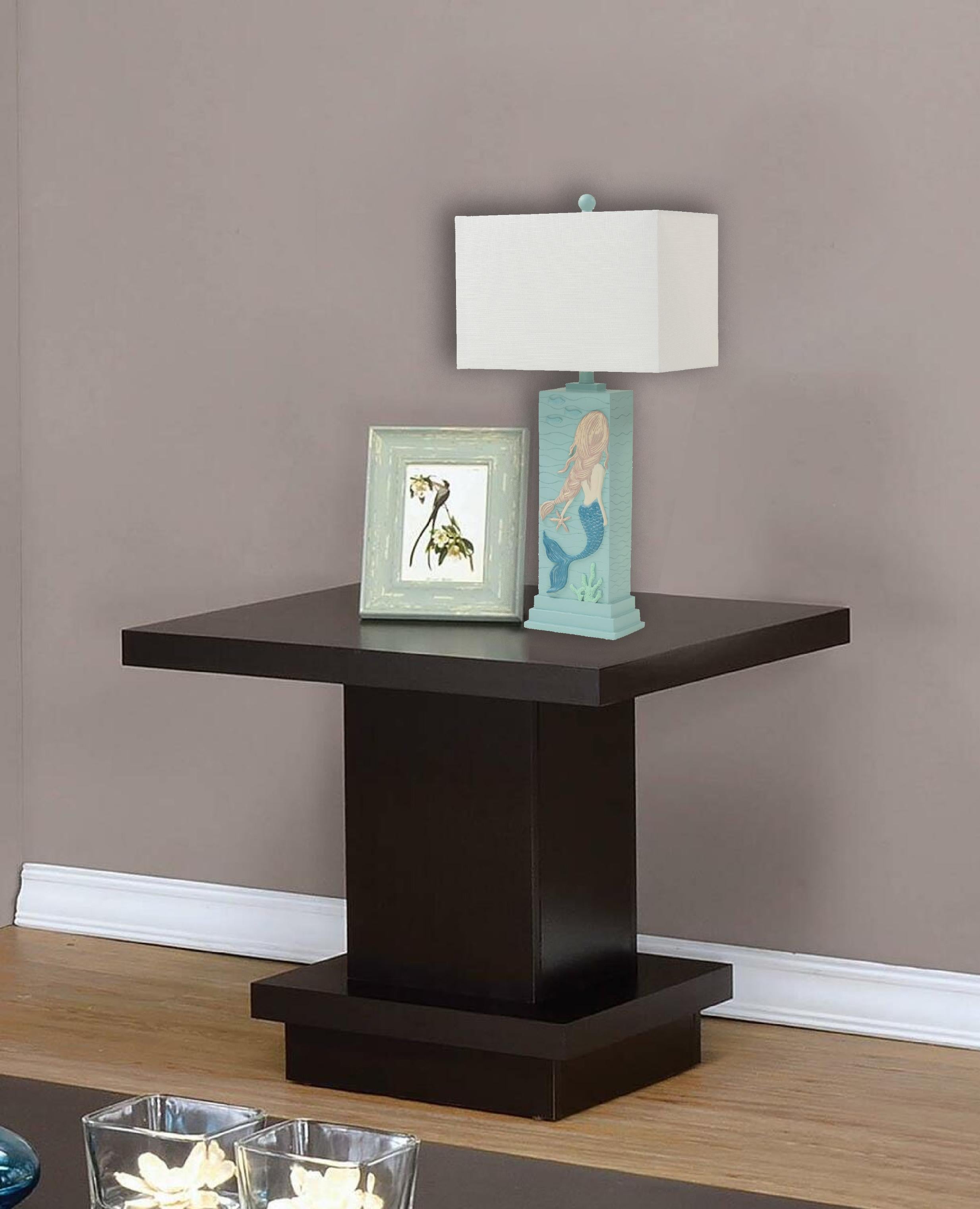 Set of 2 Ocean Blue Mermaid Table Lamps