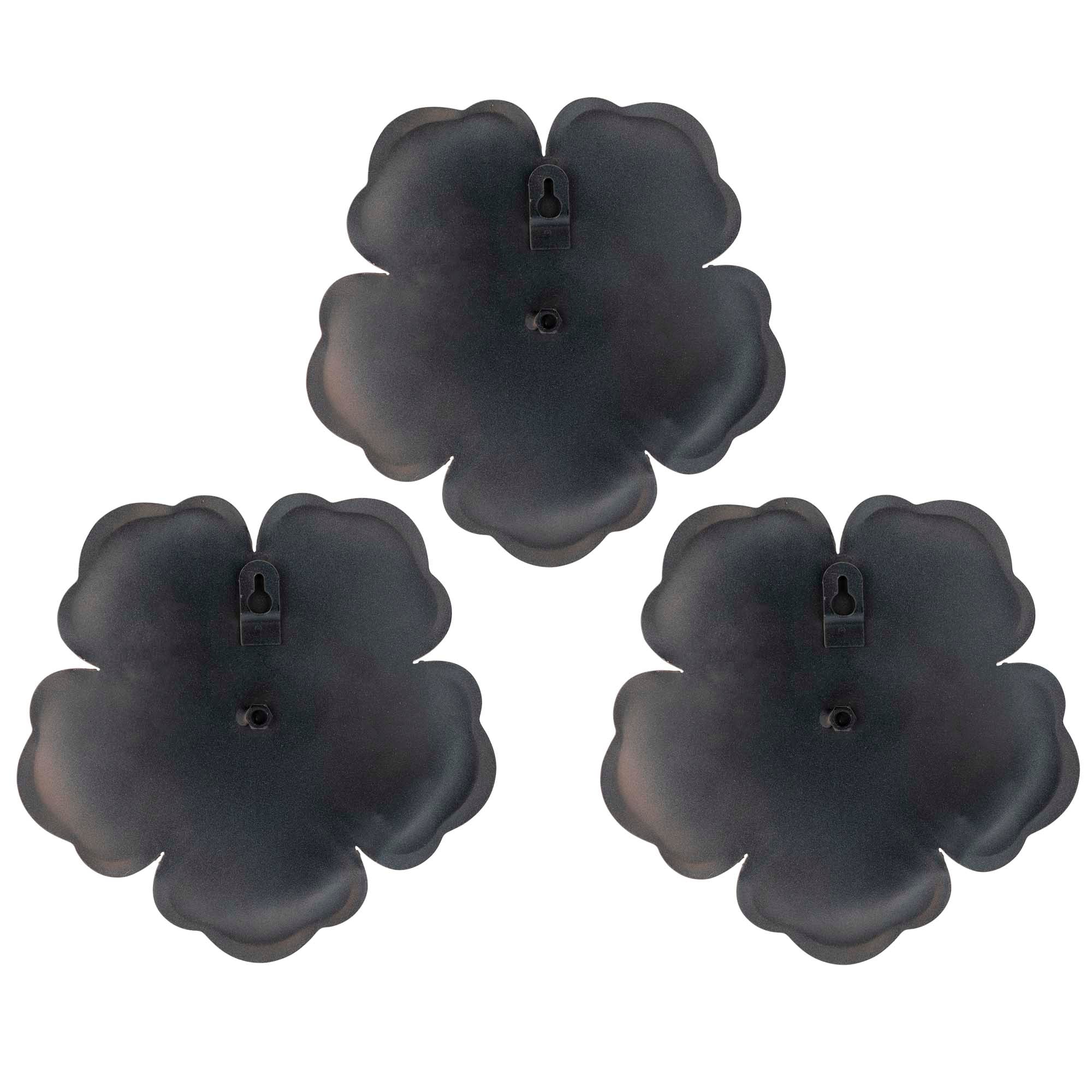 Set of 3 Metallic Mauve Flowers Wall Decor