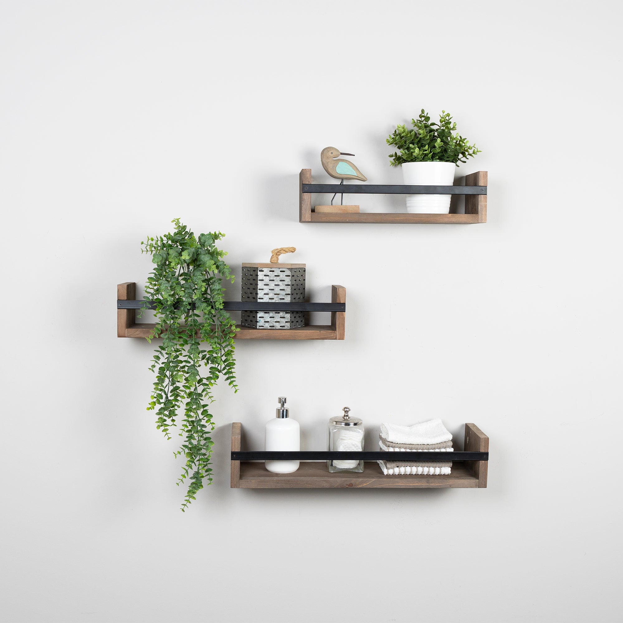 Set of 3 Rustic Floating Shelves