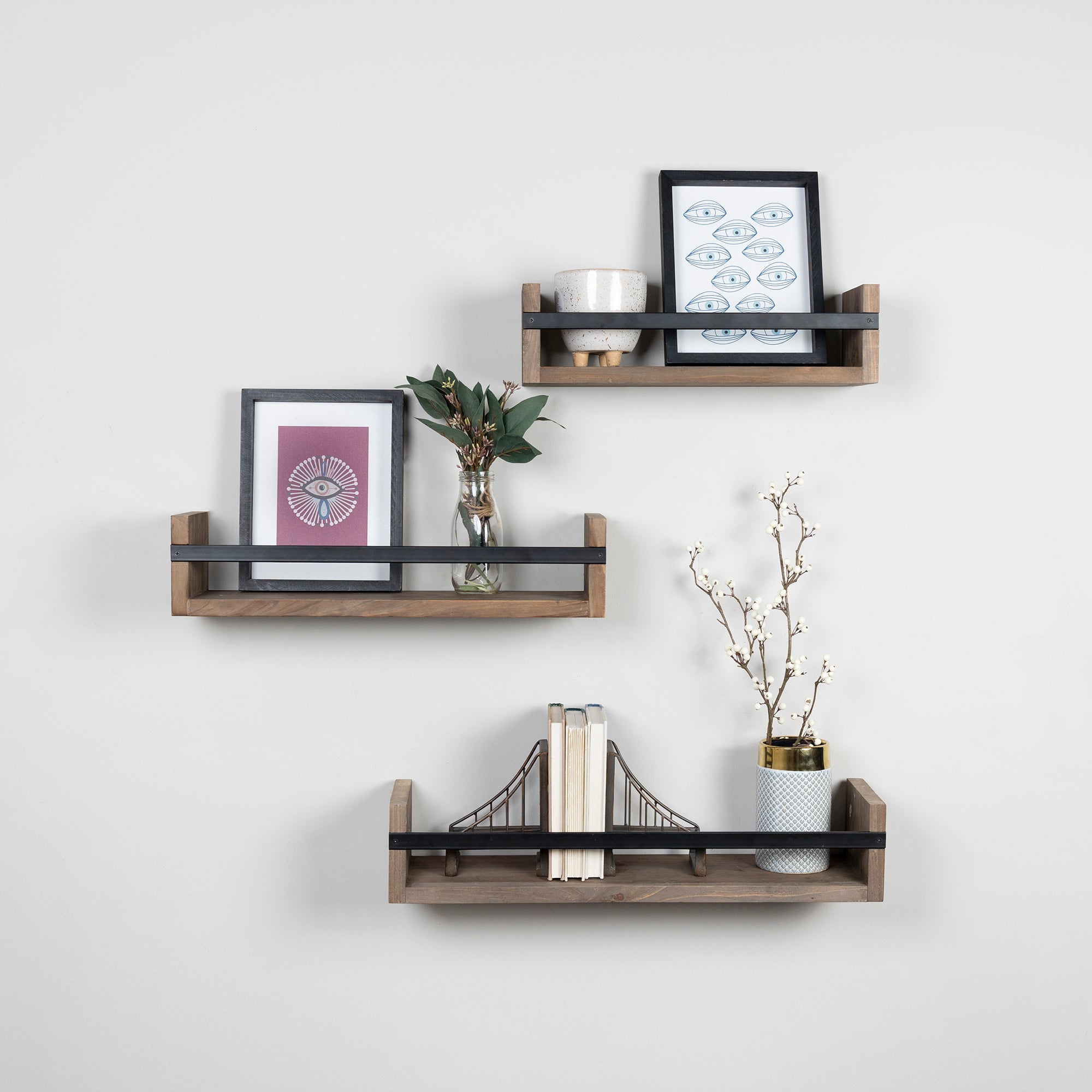 Set of 3 Rustic Floating Shelves