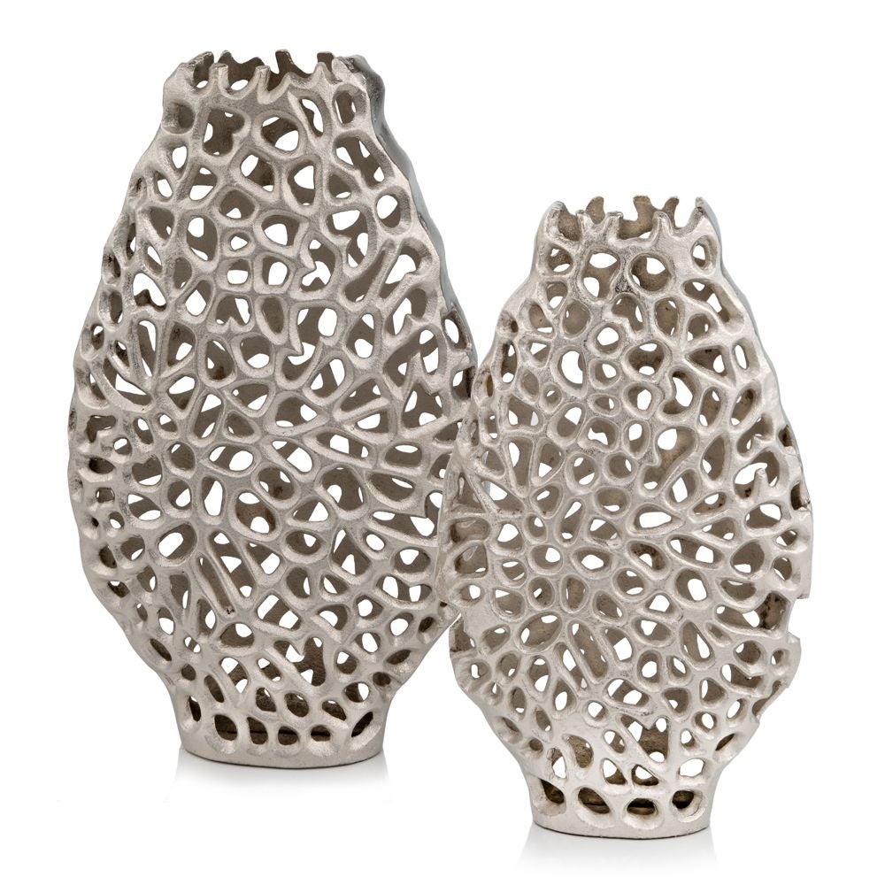 Shiny Nickel Finished 16 Inch Oval Table Vase