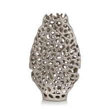 Shiny Nickel Finished 16 Inch Oval Table Vase