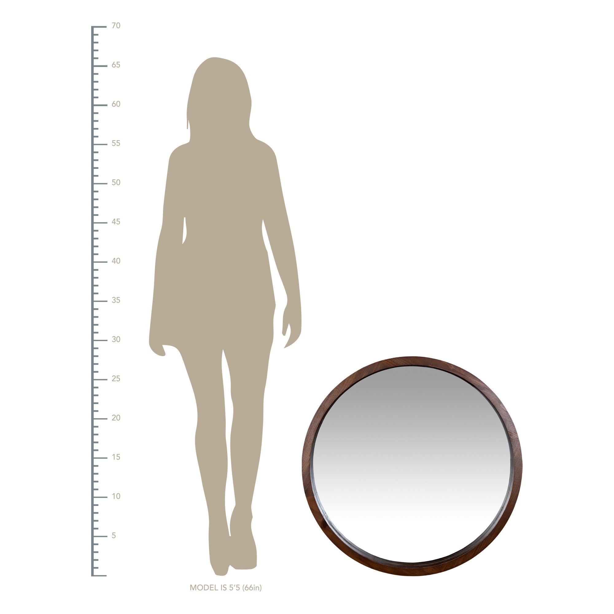 Simple Modern Dark Brown Round Wall Mirror