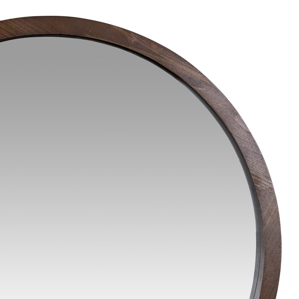 Simple Modern Dark Brown Round Wall Mirror