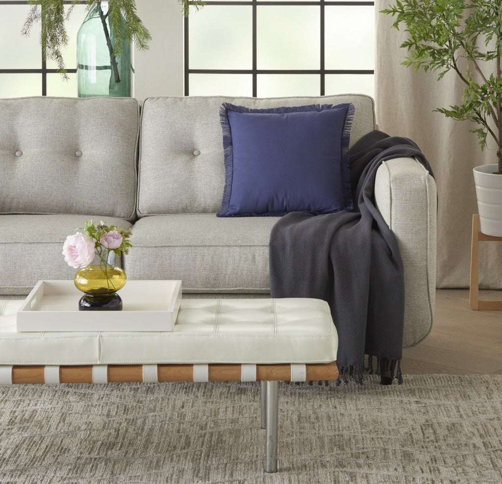 Solid Navy Contemporary Throw Pillow