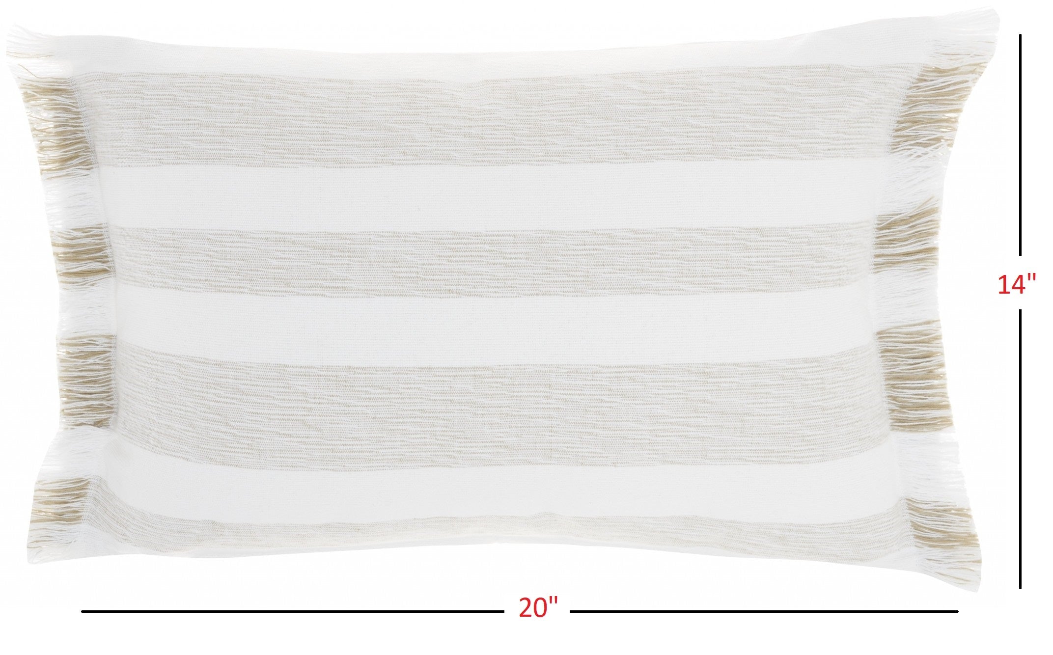 Taupe and White Stripes Lumbar Throw Pillow