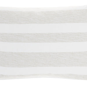 Taupe and White Stripes Lumbar Throw Pillow