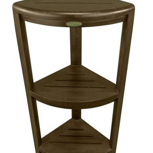 Teak Three Tier Corner Corner Shower Shelf in Brown Finish