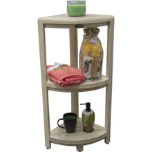 Teak Three Tier Corner Shower Shelf in White Finish