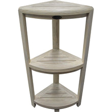 Teak Three Tier Corner Shower Shelf in White Finish