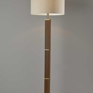 Walnut Wood Finish Pillar Floor Lamp