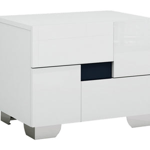 White Superb High Gloss Modern Table Nightstand 18 Inch