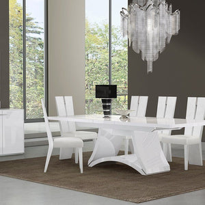 White Home Furniture Table And Chairs Upholstered Dining Set