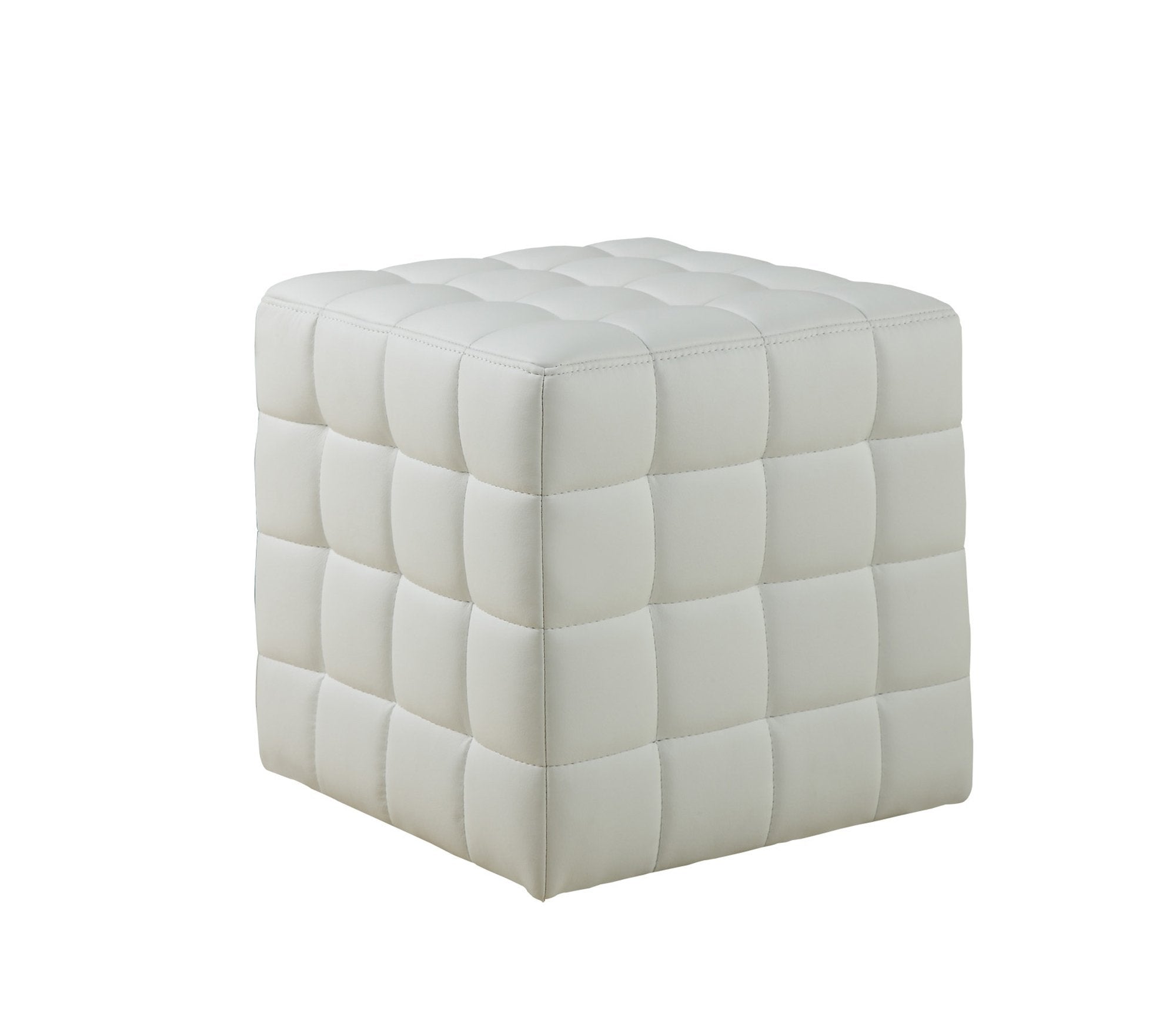 White Leather Look Fabric Ottoman