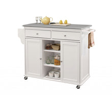White Stainless Steel Classic Style Kitchen Island
